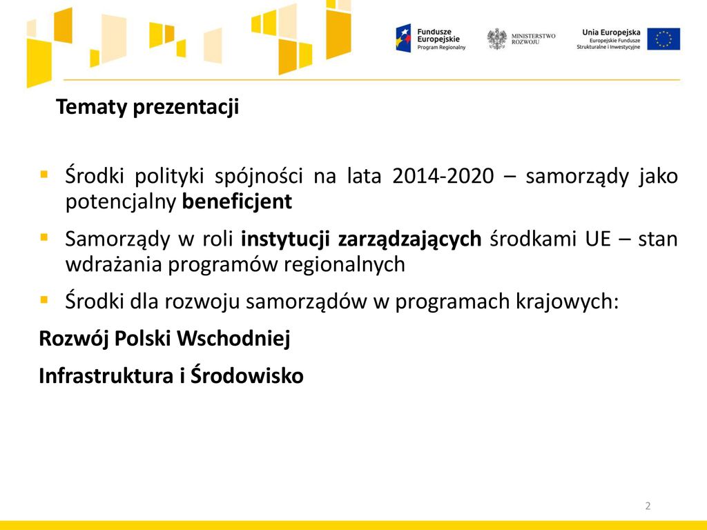 Stan wdrażania programów operacyjnych na lata ppt pobierz